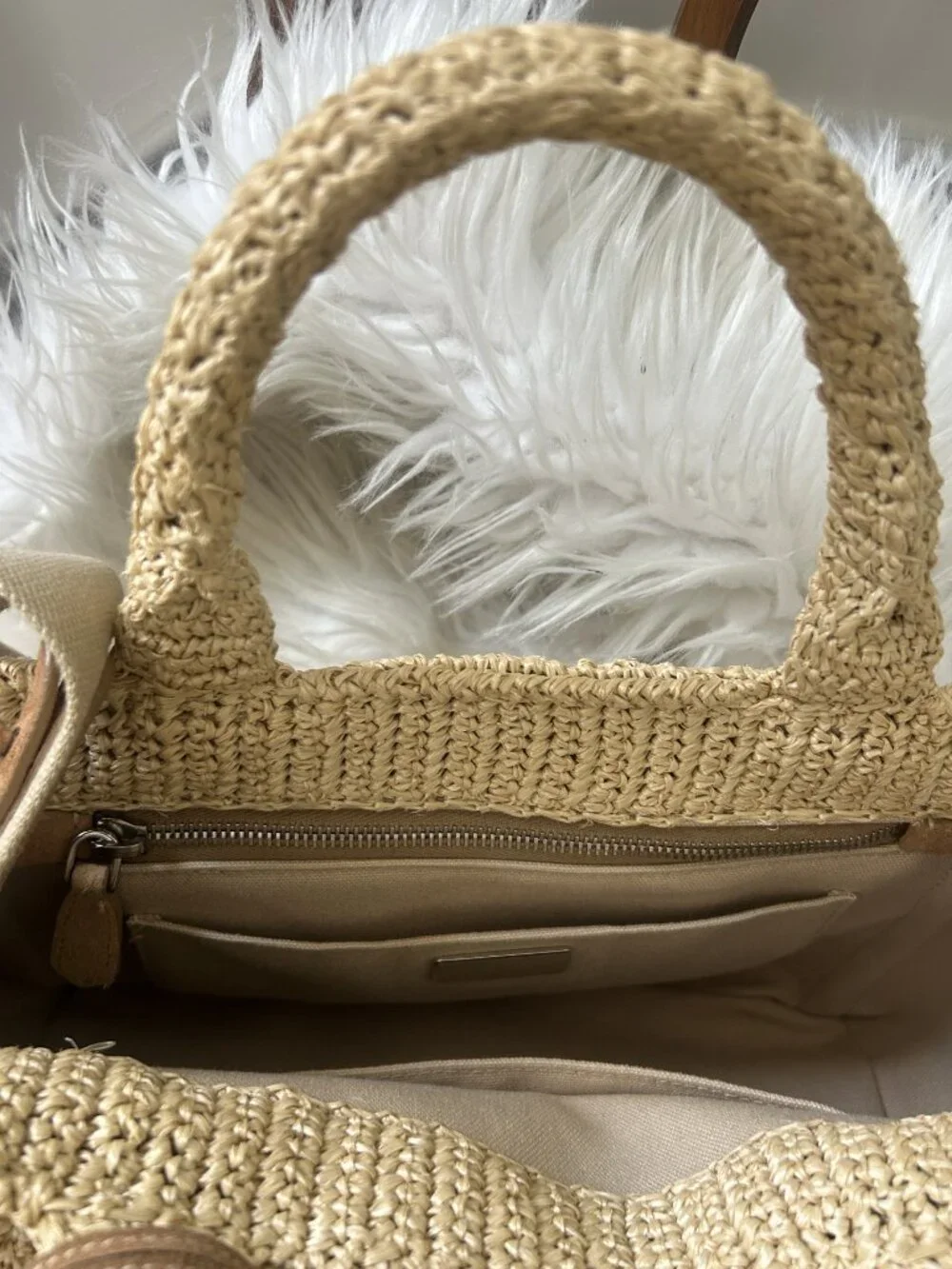 Prada Pom Pom Raffia Convertible Tote with Original Strap - Picture 11 of 16